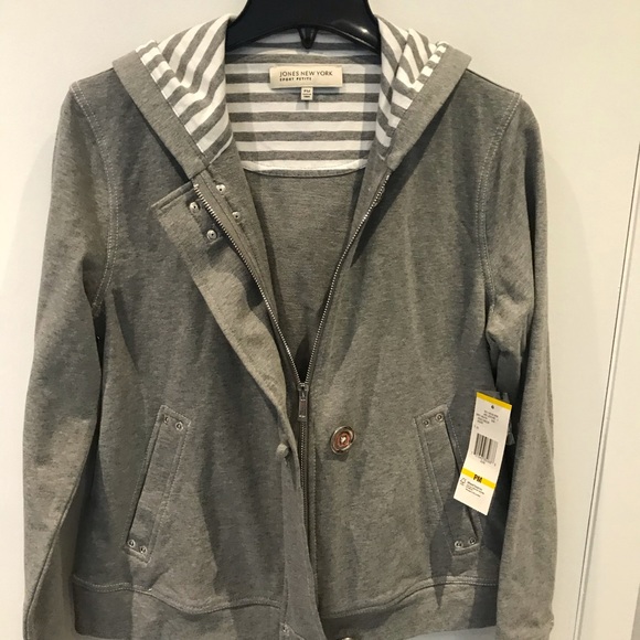 Jones New York Sport Petite Grey Heath Hoodie - Picture 4 of 6
